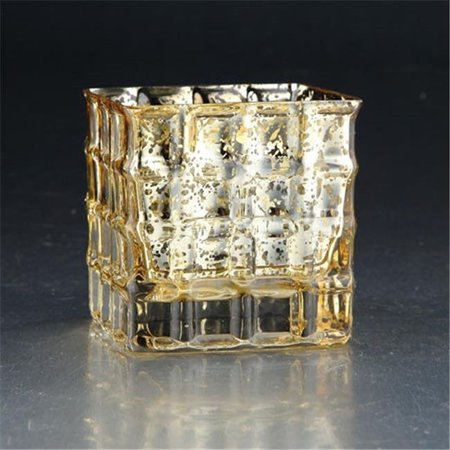 FRIENDS ARE FOREVER 4 x 4 x 4 in. Square Glass Candle Holder; Gold FR1328062